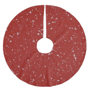 Glitzer Stars - Silberrot Polyester Weihnachtsbaumdecke