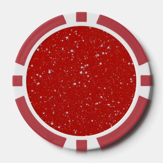 Glitzer Stars - Silver Red Pokerchips (Vorderseite)