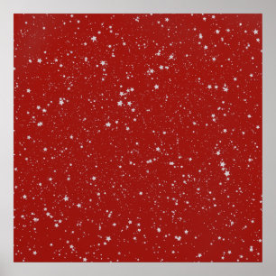 Glitzer Stars - Silver Red Poster