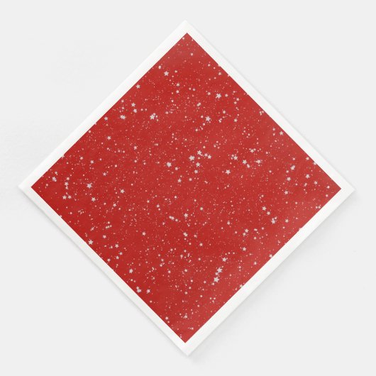 Glitzer Stars - Silver Red Serviette (Ecke)