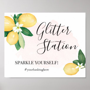 Glitzer Station Lemons Rosa Brautparty Signierung Poster