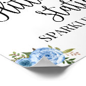 Glitzer Station signalisiert blaues boho chic Brau Poster (Ecke)