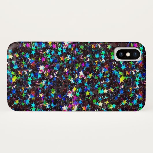 Glitzer Sterne in Schwarz Case-Mate iPhone Hülle (Rückseite (Horizontal))