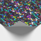 Glitzer Sterne in Schwarz Geschenkpapier (Ecke)
