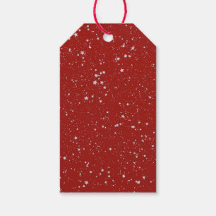 Glitzer-Sterne - silbernes Rot Geschenkanhänger