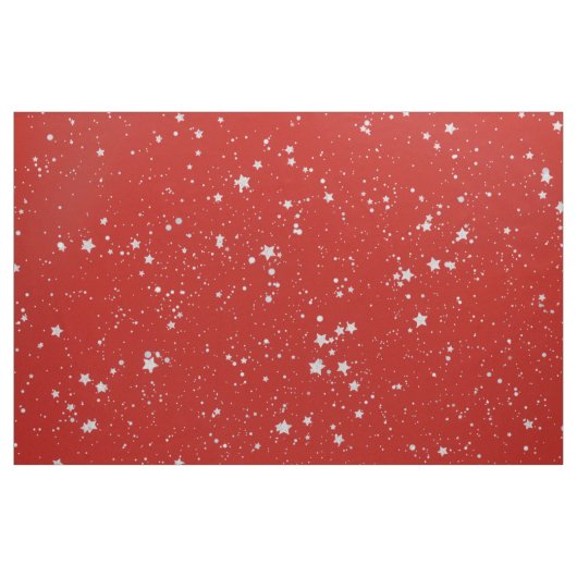 Glitzer-Sterne - silbernes Rot Stoff (Fat Quarter (45,7 x 55,9 cm))