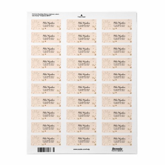 Glitzer-Sterne und Feuerwerkskörper-Rücksendeadres (Vorne)