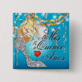 Glitzer-Stilett-Feier Quinceañera Blau Button