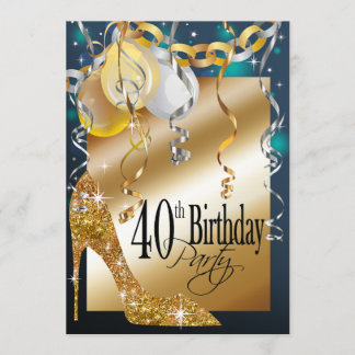 Glitzer Stiletto Balloons 21. Geburtstag aquamarin Einladung