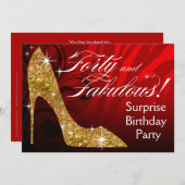 Glitzer Stiletto Zebra 30 & Terrific Birthday rot Einladung (Vorne/Hinten)