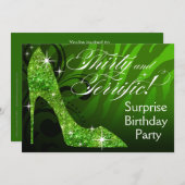 Glitzer-StilettZebra 30 u. schrecklicher Einladung (Vorne/Hinten)