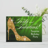 Glitzer-StilettZebra 40 u. fabelhafter Geburtstag Einladung (Stehend Vorderseite)