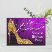 Glitzer-StilettZebra 60 u. Sensational Geburtstag Einladung (Stehend Vorderseite)