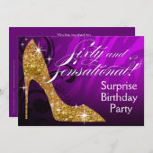 Glitzer-StilettZebra 60 u. Sensational Geburtstag Einladung (Vorne/Hinten)