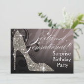 Glitzer-StilettZebra 60 u. Sensational Geburtstag Einladung (Stehend Vorderseite)