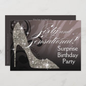 Glitzer-StilettZebra 60 u. Sensational Geburtstag Einladung (Vorne/Hinten)