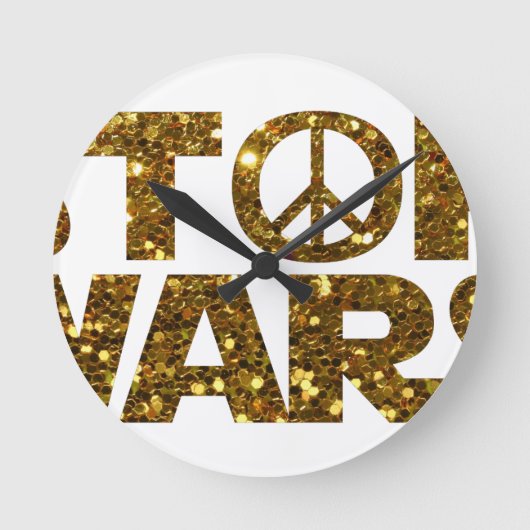 Glitzer stoppt Kriege Runde Wanduhr (Vorderseite)