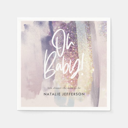 Glitzer strahlt auf Babydusche Party Serviette (Vorderseite)