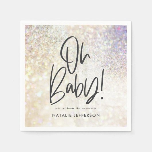 Glitzer strahlt auf Babydusche Party Serviette (Vorderseite)