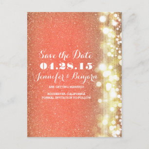 Glitzer-Streicher leuchtet Save the Date Gold und Ankündigungspostkarte