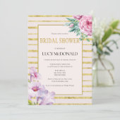 Glitzer Streifen & Brautdusche Einladung (Stehend Vorderseite)