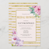 Glitzer Streifen & Brautdusche Einladung (Vorne/Hinten)