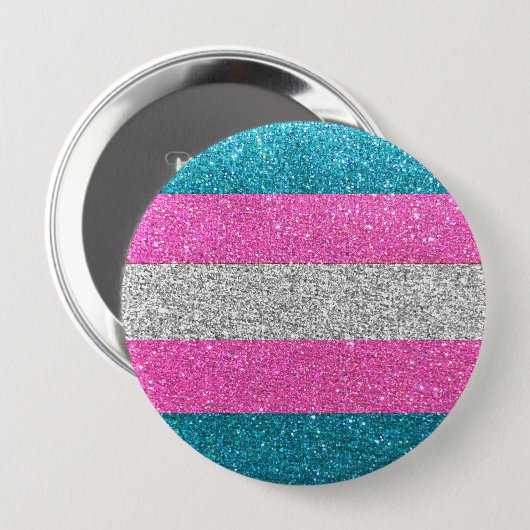 Glitzer Streifen Flag LGBTQ Que Trans Gay Pride Button (Vorne & Hinten)