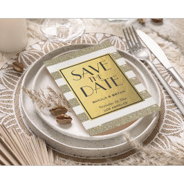 Glitzer Streifen Gold Fohlen Save the Date Postkar Ankündigungspostkarte