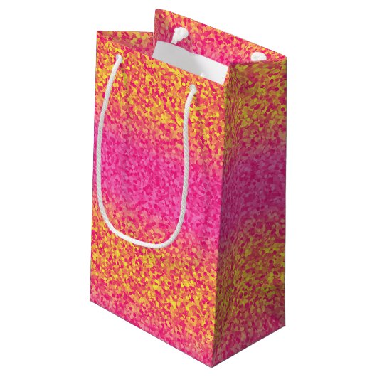 Glitzer Streifen, rosa Gelb-GIFT-BAG Kleine Geschenktüte (Rückseite Schrägansicht)