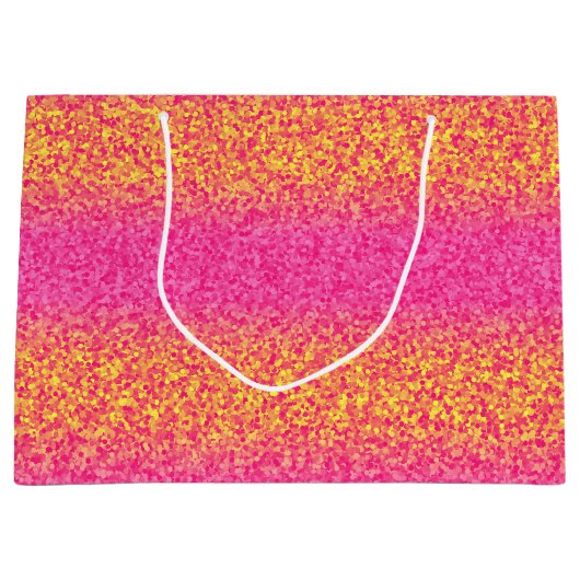 Glitzer Streifen, rosa Gelb-GIFT BAG L Große Geschenktüte (Vorderseite)