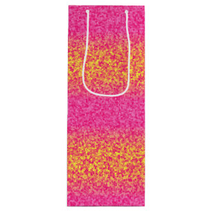 Glitzer Streifen, rosa-gelbe WEIN-GIFT-BAG Geschenktüte Für Weinflaschen