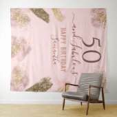 Glitzer Strokes Pink Happy 50. Geburtstag Tapestry Wandteppich (Beispiel (Horizontal))