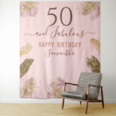 Glitzer Strokes Pink Happy 50. Geburtstag Tapestry Wandteppich (Beispiel)