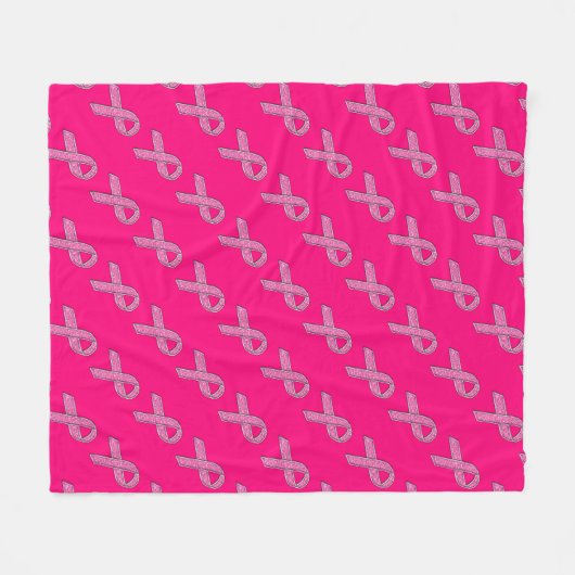 Glitzer Style Pink Ribbon Awareness Fuchsia Fleecedecke (Vorderseite (Horizontal))