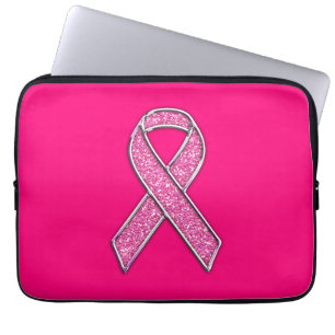 Glitzer Style Pink Ribbon Awareness Fuchsia Laptopschutzhülle