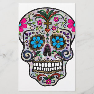 Glitzer Sugar Skull Briefpapier