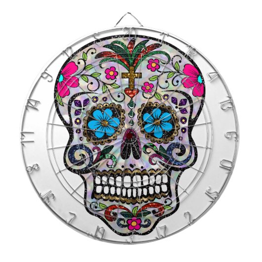 Glitzer Sugar Skull Dartscheibe (vorne)