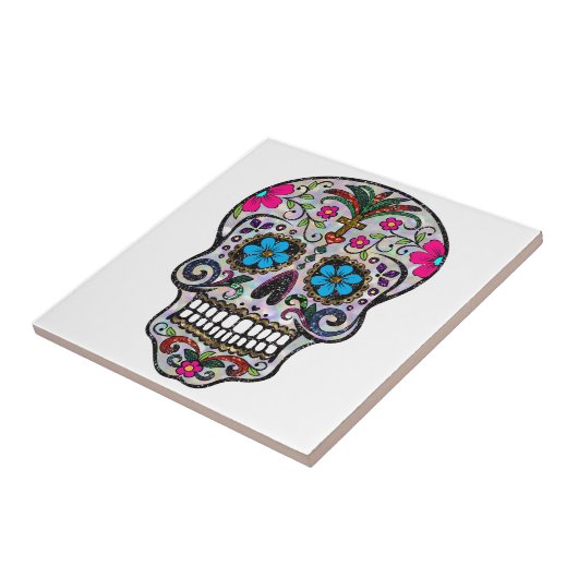 Glitzer Sugar Skull Fliese (Seite)