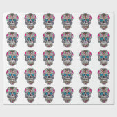 Glitzer Sugar Skull Geschenkpapier (Flach)