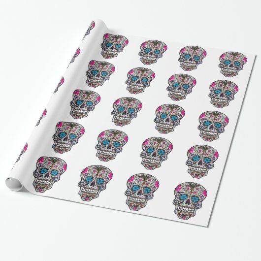 Glitzer Sugar Skull Geschenkpapier (Ungerollt)