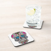 Glitzer Sugar Skull Getränkeuntersetzer (Rechte Seite)