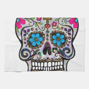 Glitzer Sugar Skull Handtuch