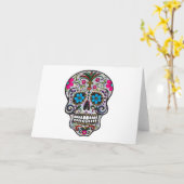 Glitzer Sugar Skull Karte (Gelbe Blume)