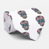 Glitzer Sugar Skull Krawatte (Gerollt)