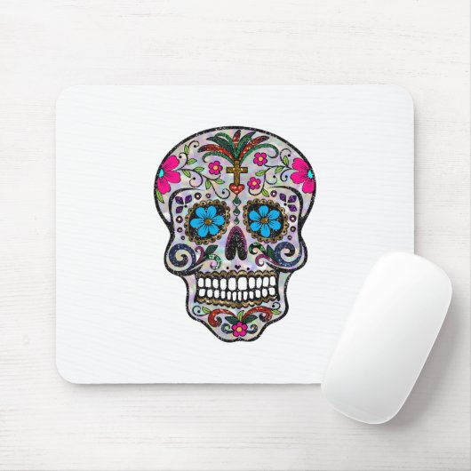 Glitzer Sugar Skull Mousepad (Mit Mouse)
