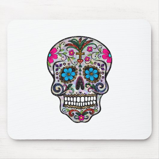 Glitzer Sugar Skull Mousepad (Vorne)