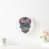 Glitzer Sugar Skull Runde Wanduhr (Zuhause)