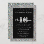 Glitzer Sweet 16 Geburtstag Einladung (Vorne/Hinten)