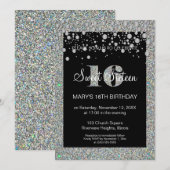 Glitzer Sweet 16 Geburtstag Einladung (Vorne/Hinten)