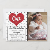 Glitzer Sweetheart Valentines Foto Erster Geburtst Einladung (Vorderseite)